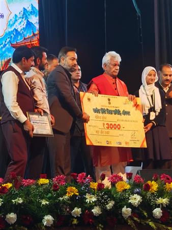  Proud Moment for AGS Tithwal 🌟  Momina Gulraiz, Class VIII student of Army Goodwill School Tithwal, was felicitated by the Hon’ble Lieutenant Governor of J&K, Shri Manoj Sinha, at Tagore Hall, Srinagar, for securing First Position in the Hindi Rangmanch Competition.  The Principal, Mr. Yasser Malik, was also honoured by the Hon’ble Lieutenant Governor.  🏆 A proud achievement and memorable moment for AGS Tithwal!